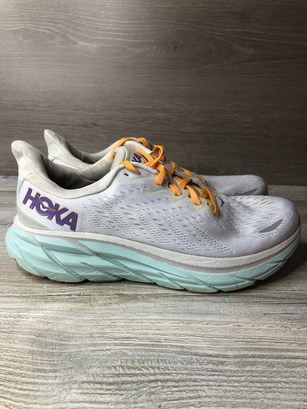 Hoka One One Clifton 8 Lace Up Running Training Shoes Womens sz 9D